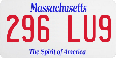 MA license plate 296LU9