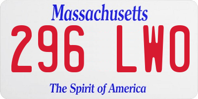 MA license plate 296LW0