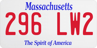MA license plate 296LW2