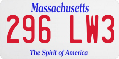 MA license plate 296LW3