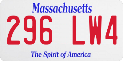 MA license plate 296LW4