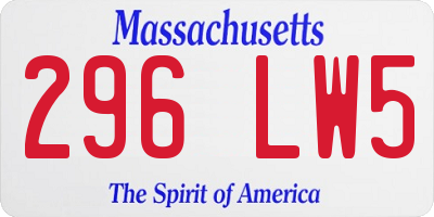 MA license plate 296LW5