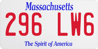 MA license plate 296LW6