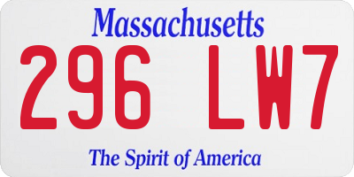 MA license plate 296LW7
