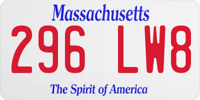 MA license plate 296LW8