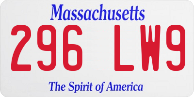 MA license plate 296LW9