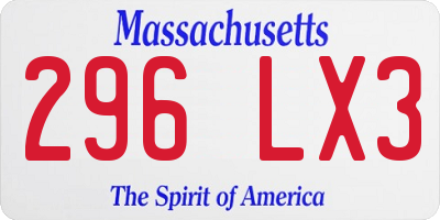 MA license plate 296LX3