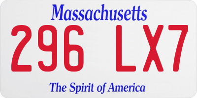 MA license plate 296LX7