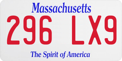 MA license plate 296LX9