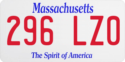 MA license plate 296LZ0