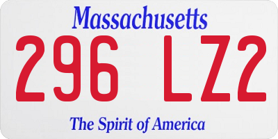 MA license plate 296LZ2