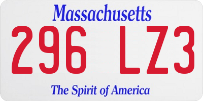 MA license plate 296LZ3