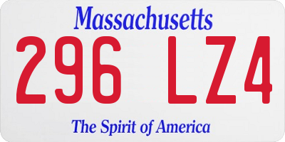 MA license plate 296LZ4