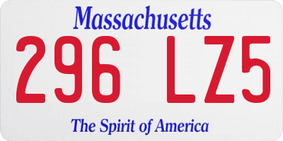 MA license plate 296LZ5