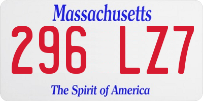 MA license plate 296LZ7