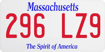 MA license plate 296LZ9