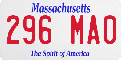 MA license plate 296MA0