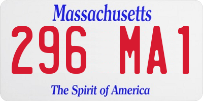 MA license plate 296MA1