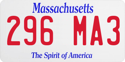 MA license plate 296MA3