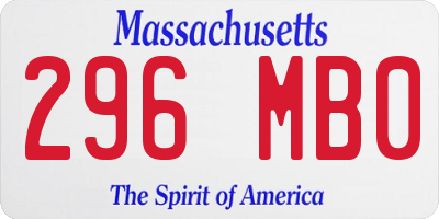 MA license plate 296MB0