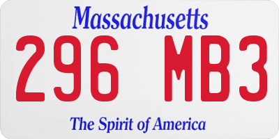 MA license plate 296MB3
