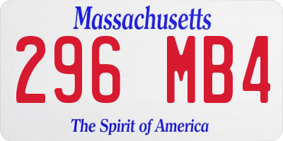 MA license plate 296MB4