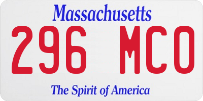 MA license plate 296MC0