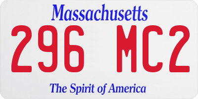 MA license plate 296MC2