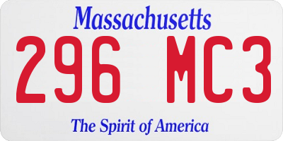 MA license plate 296MC3