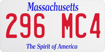 MA license plate 296MC4