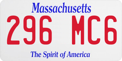 MA license plate 296MC6