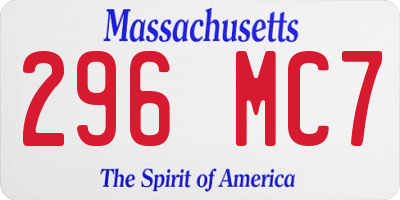 MA license plate 296MC7
