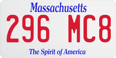 MA license plate 296MC8