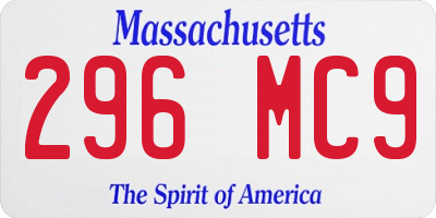 MA license plate 296MC9