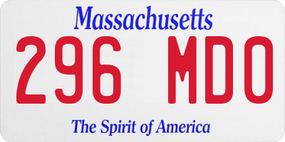 MA license plate 296MD0