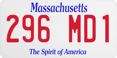 MA license plate 296MD1