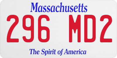 MA license plate 296MD2