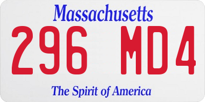 MA license plate 296MD4