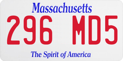 MA license plate 296MD5