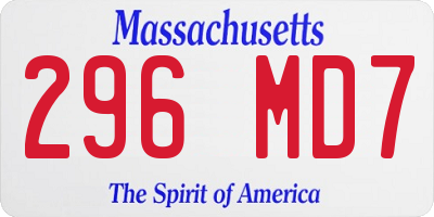 MA license plate 296MD7