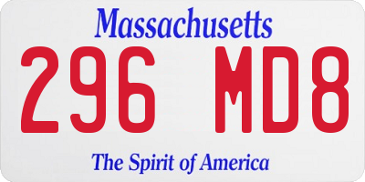 MA license plate 296MD8