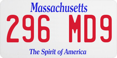 MA license plate 296MD9