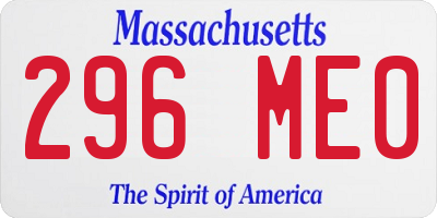 MA license plate 296ME0