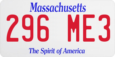 MA license plate 296ME3
