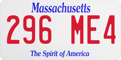MA license plate 296ME4