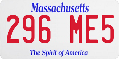 MA license plate 296ME5