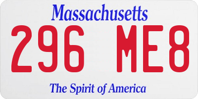 MA license plate 296ME8