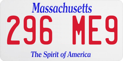 MA license plate 296ME9