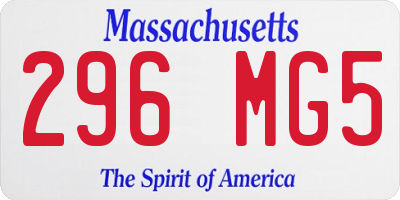 MA license plate 296MG5