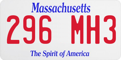 MA license plate 296MH3